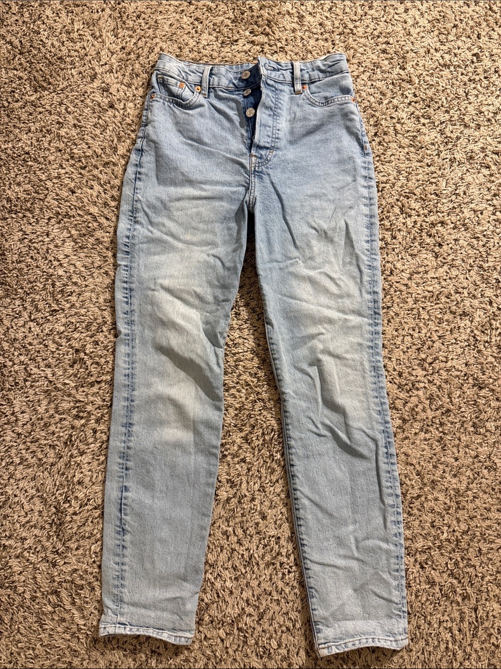 H&M Light Wash High-Rise Slim Straight Jeans
